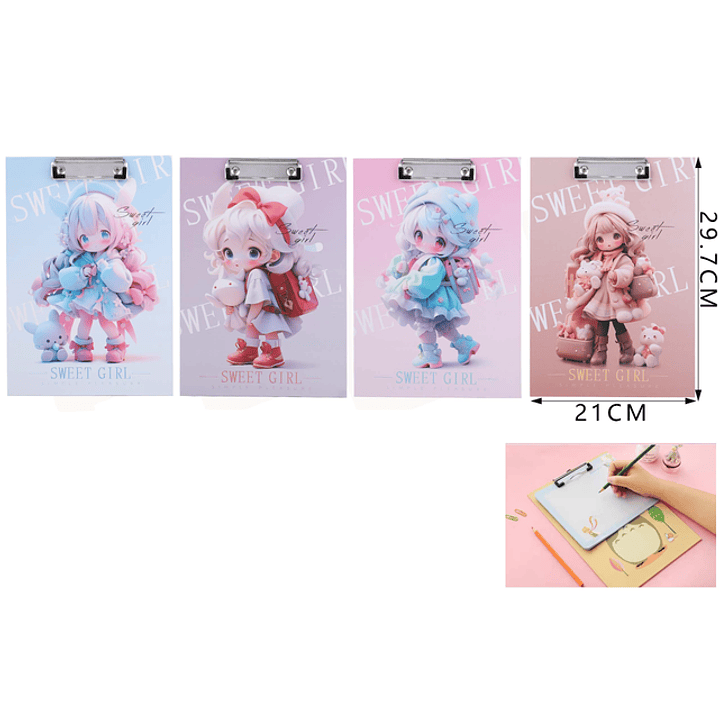 Tablero con Pinza Sweet Girl A4 1