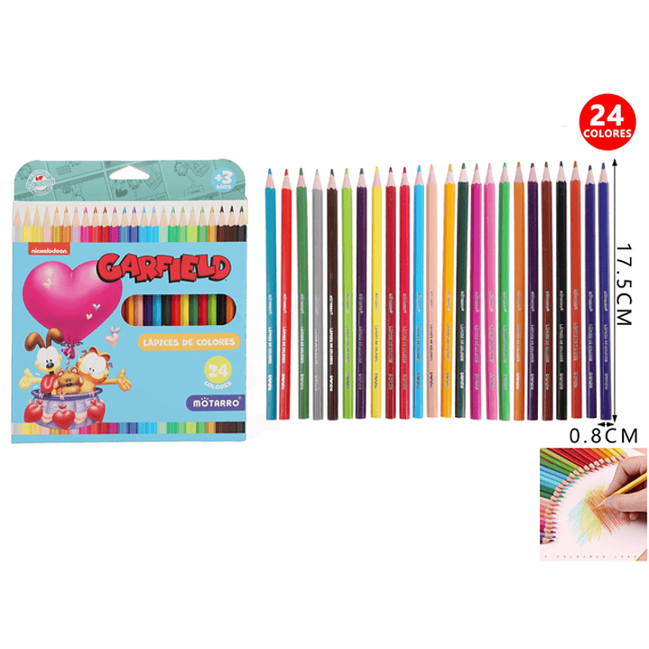 Lapices de Color Garfield V1 17.5cm 24pcs 1