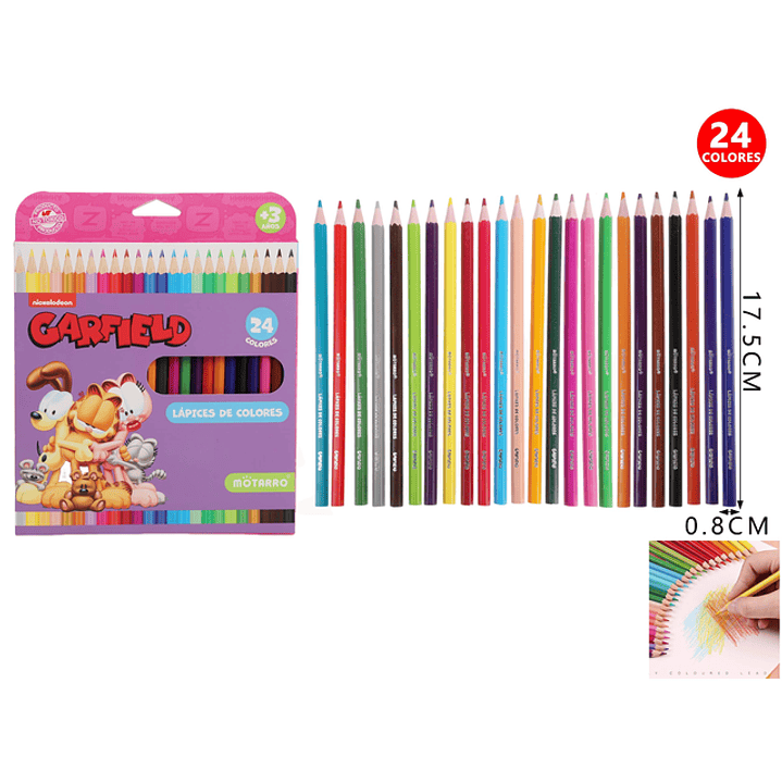 Lapices de Color Garfield V2 17.5cm 24pcs 1