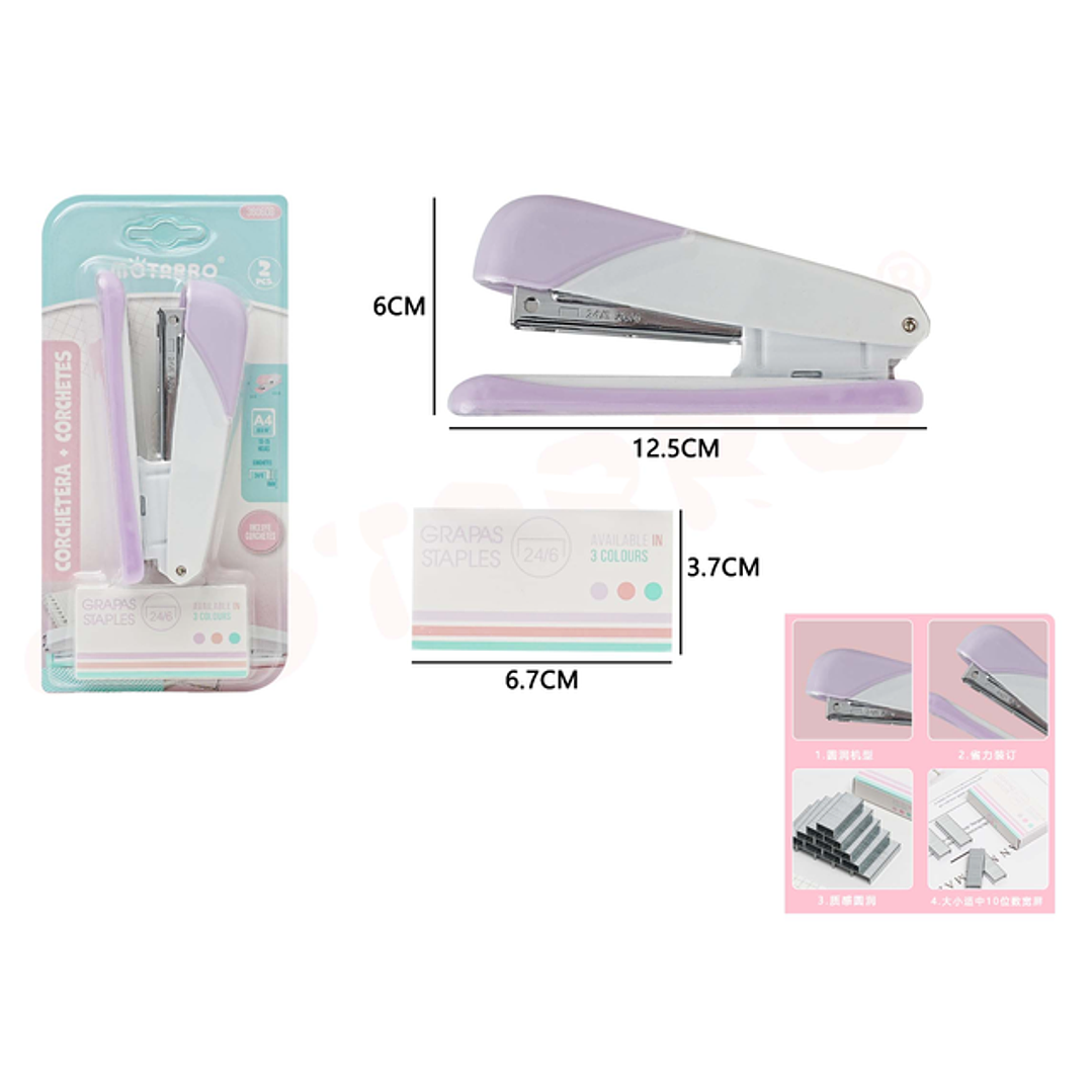 Set Corchetera+Corchetes 24/6 Morado Pastel 12.5*6cm 1