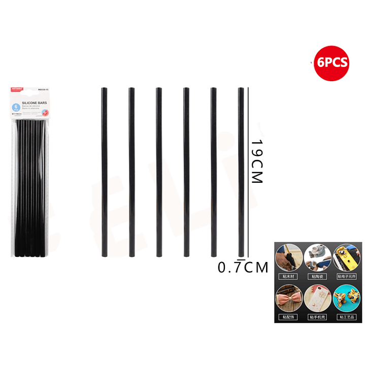 Barra De Silicona Negra 1907Cm 6Pcs 1