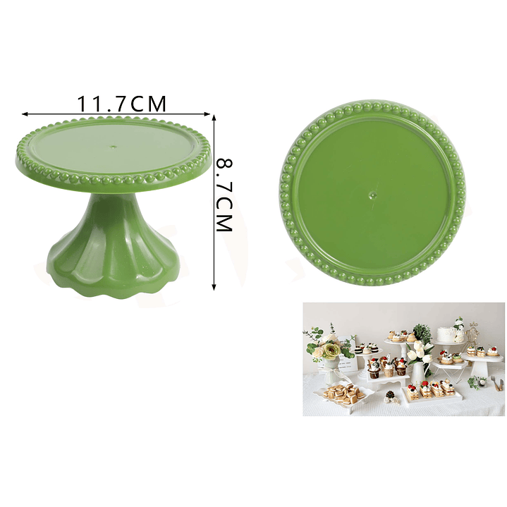Base Alzadores De Torta Verde Vintage 11787Cm 1