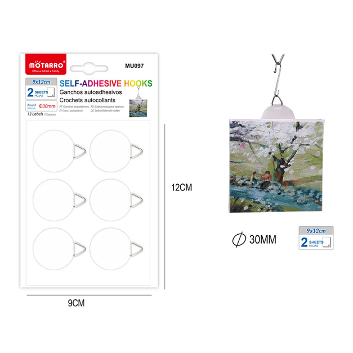 Gancho Auto Adhesivos 2x6pcs 30mm 1