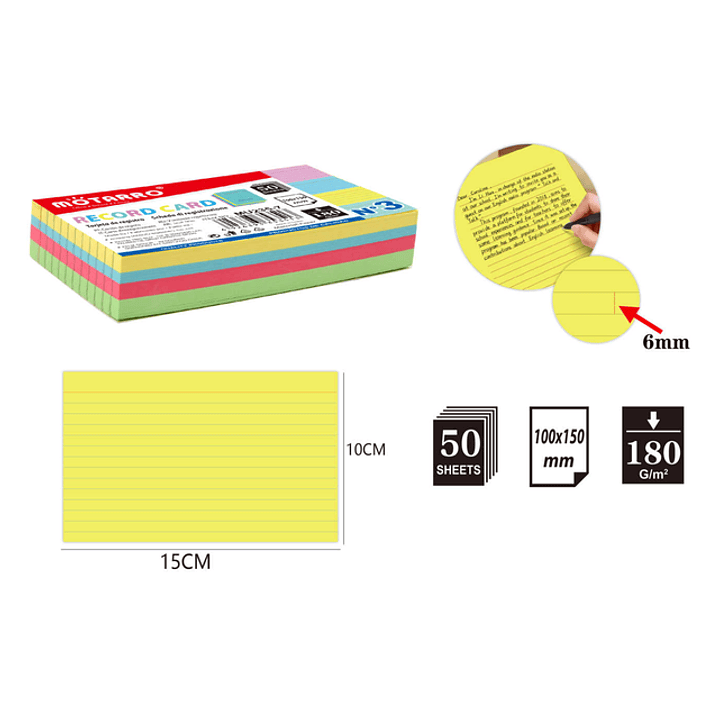 Tarjeta de Registro Doble Cara Colores 50pcs 100x150mm 1