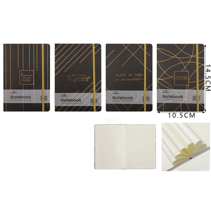 Libreta Negro & Dorado 14.5x10.5cm 1