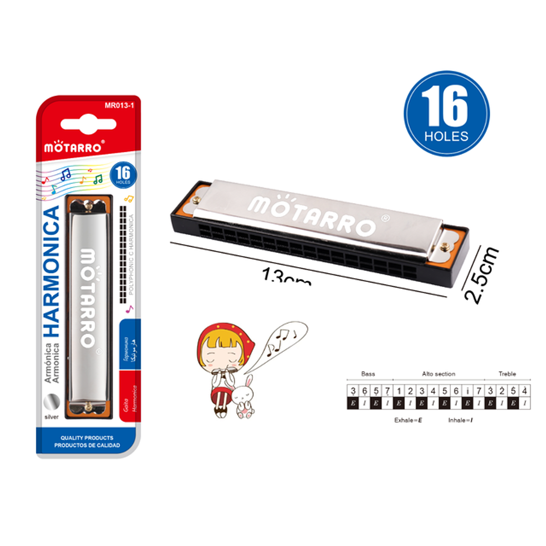 Armónica Metal Plateado 16Holes 1