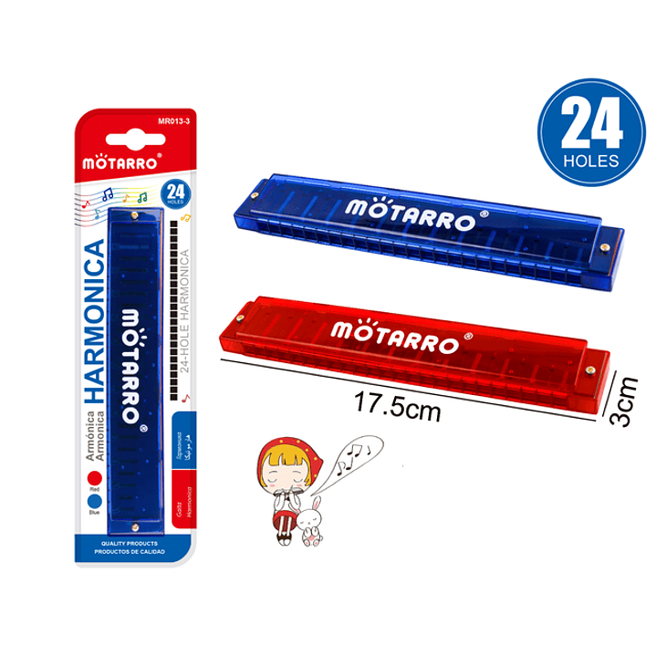 Armónica Plastico Rojo o Azul 24Holes 1
