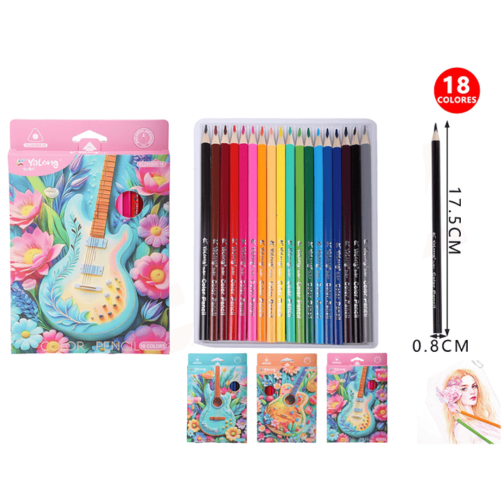 Lápices de Color Guitarra 17.5cm 18pcs 1