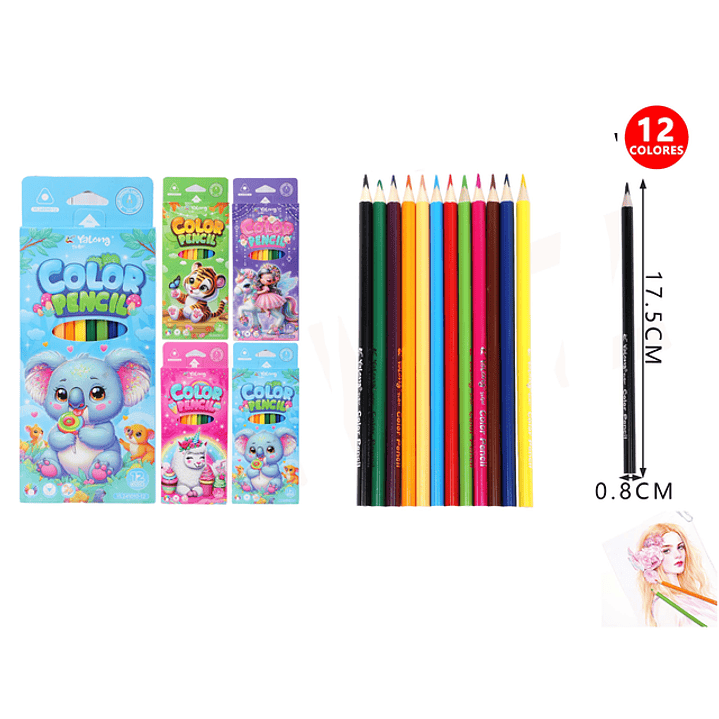Lápices de Color Animales Zoo 17.5cm 12pcs 1