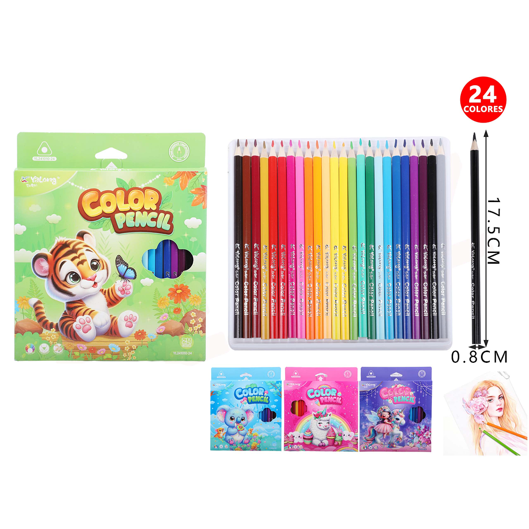 Lápices de Color Animales Zoo 17.5cm 24pcs 1