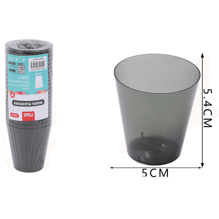 Vasos Plasticos Negro 60Ml 20Pcs 1 1