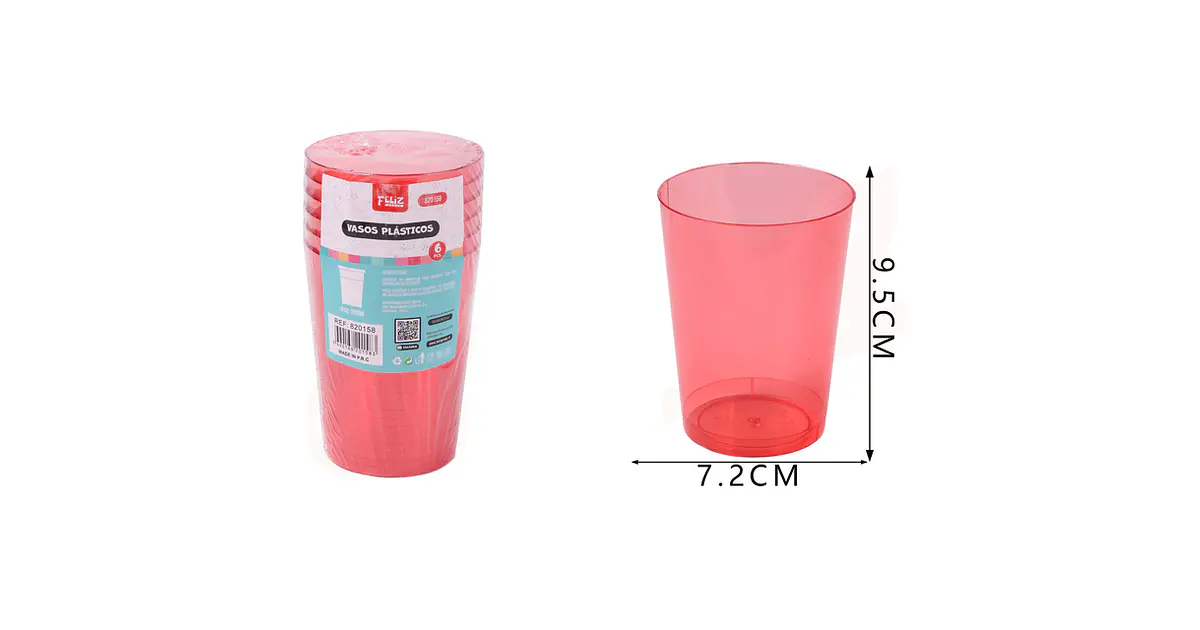 Vasos Plásticos Rojo 300ML 6pcs