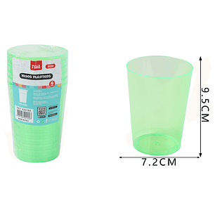 Vasos Plásticos Verde 300ML 6pcs