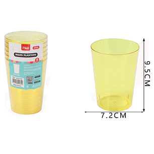 Vasos Plásticos Amarillo 300ML 6pcs
