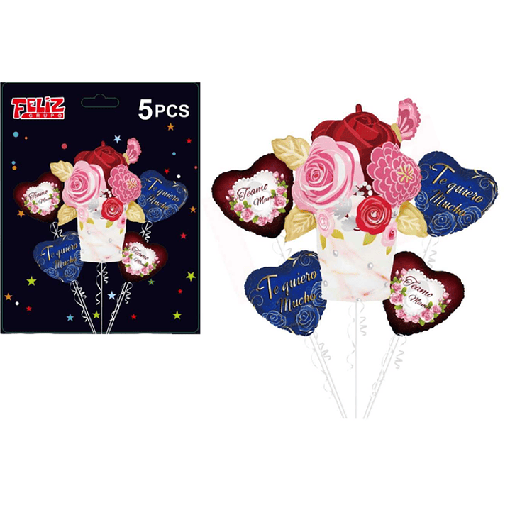 Globo Corazones y Rosas Te Amo Mamá 1