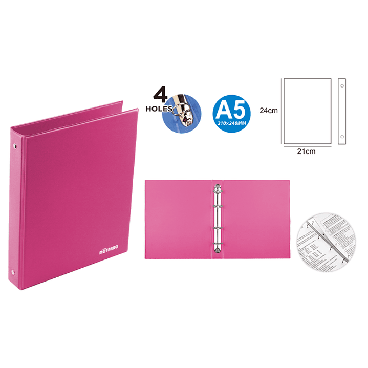 Carpeta Plástica Rosada A5 21x24cm 1