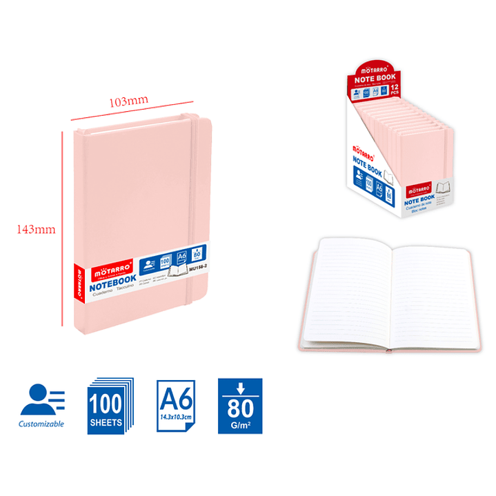 Libreta Rosado 14.5*10.5cm A6 1