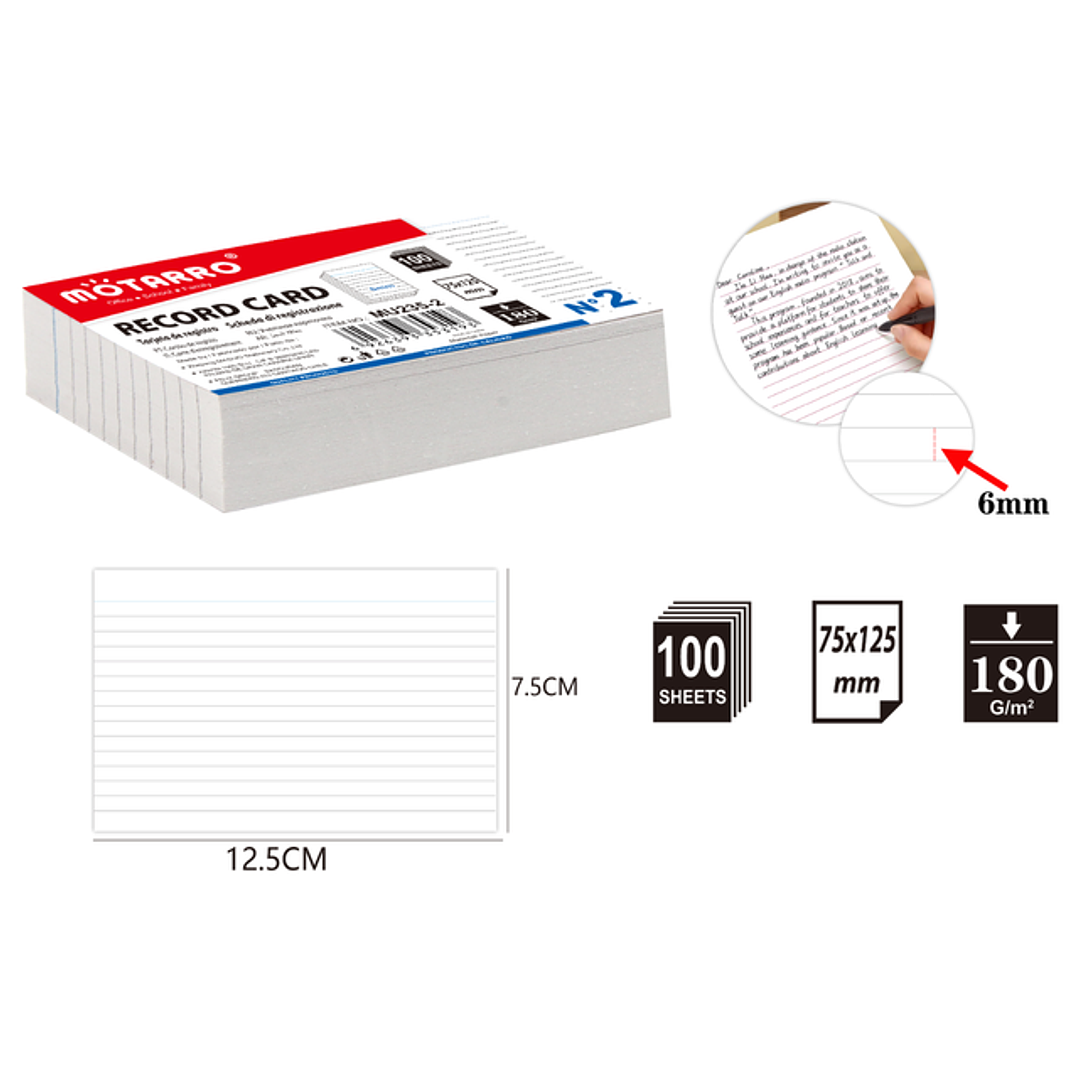 Tarjeta De Registro Doble Cara 100Pcs 75125Mm 1