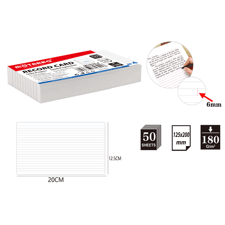 Tarjeta de Registro Doble Cara 50pcs 125x100mm 1