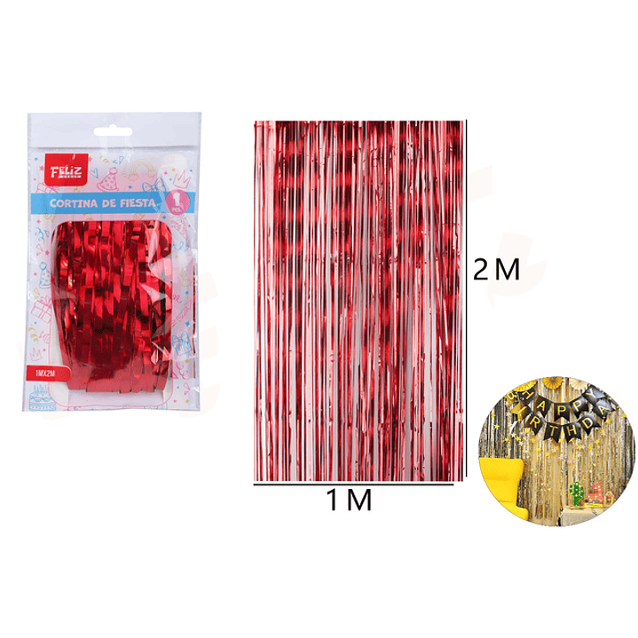 Cortina de Fiesta Tornasol Rojo 1*2M 1