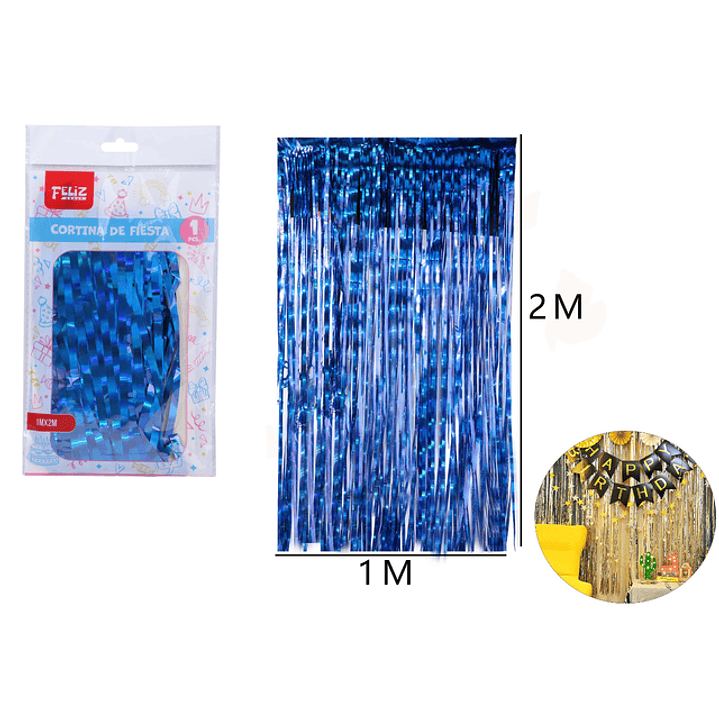 Cortina de Fiesta Tornasol Azul 1*2M 1