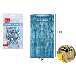 Cortina de Fiesta Tornasol Celeste 1*2M
