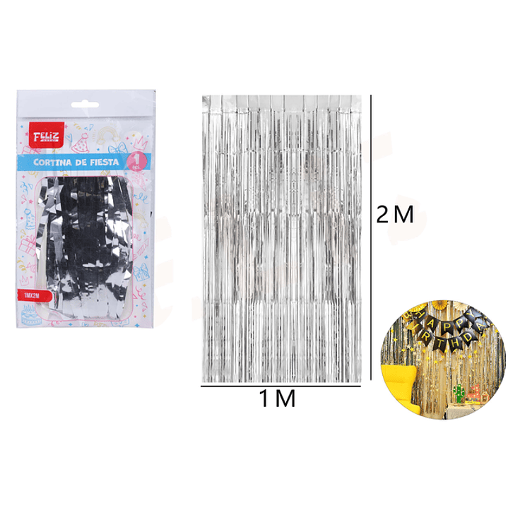 Cortina De Fiesta Plateado 12M 1