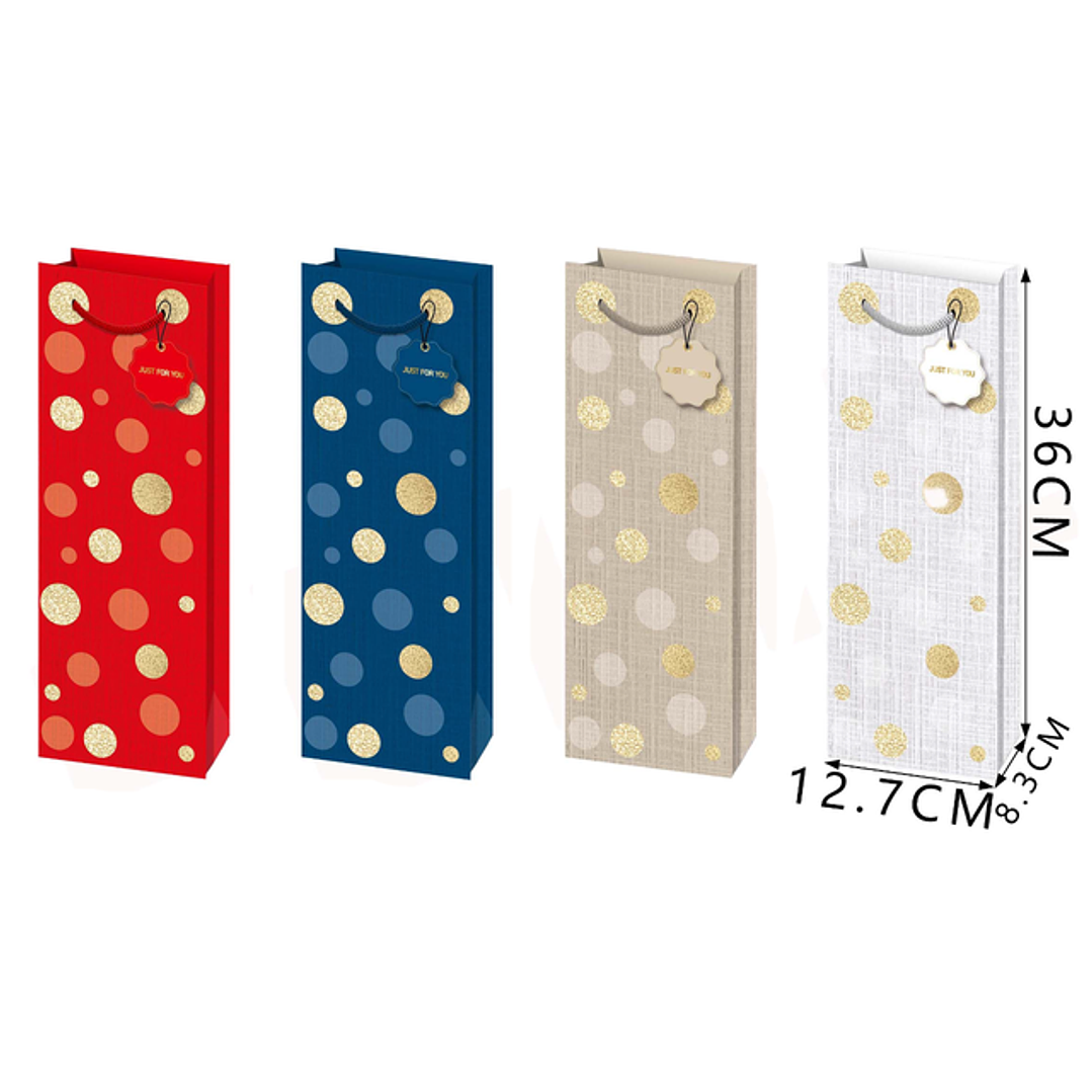 Bolsa de Vino Puntos dorados 12.7*8.3*36cm 1