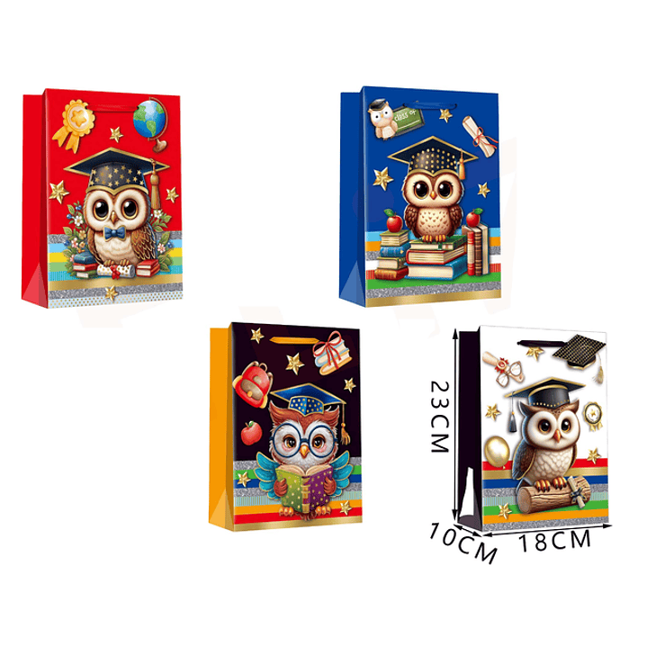 Bolsa de Regalo Búho Graduado S 18*10*23cm 1
