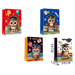 Bolsa de Regalo Búho Graduado L 30*12*40cm