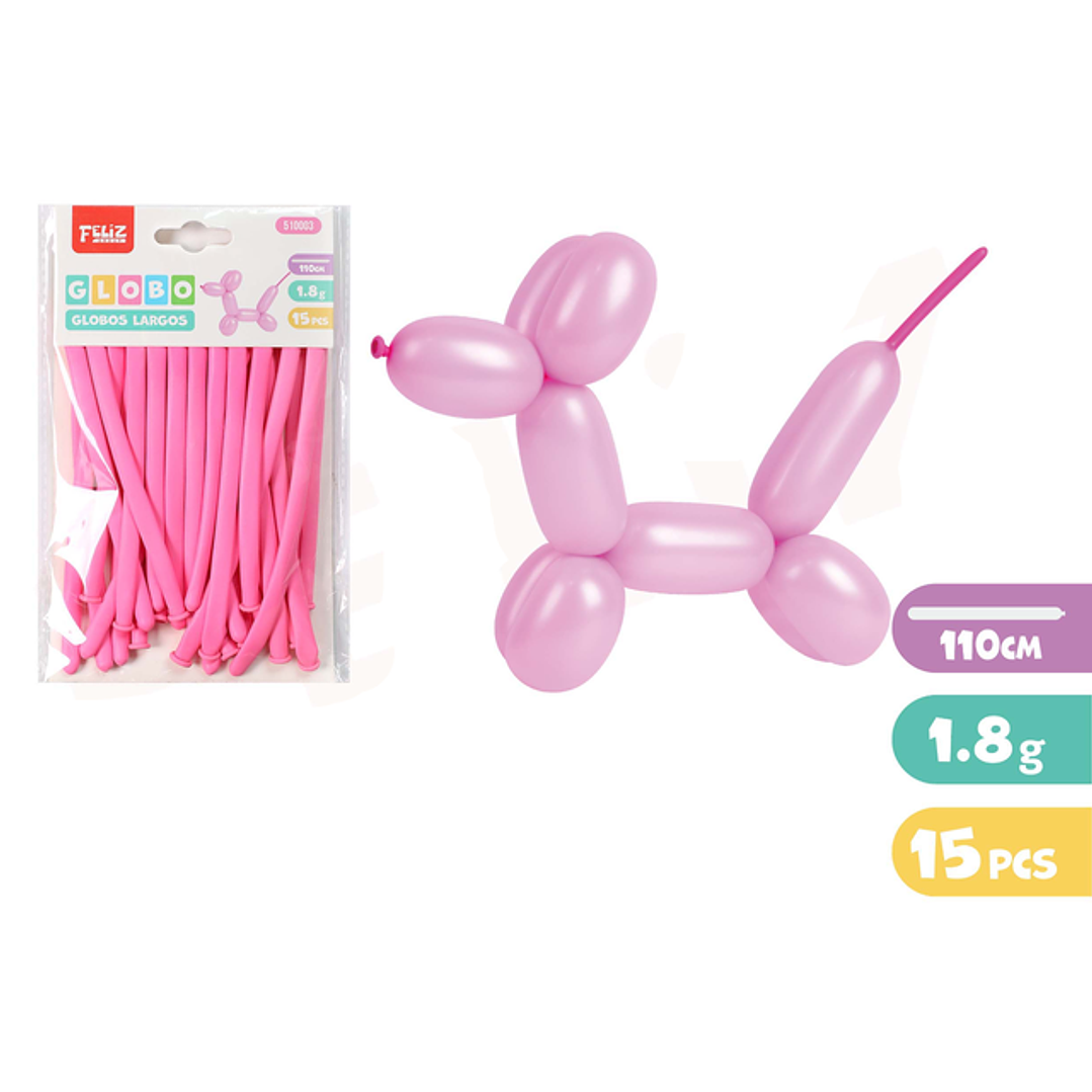 Globos Largos Rosado 15pcs 1