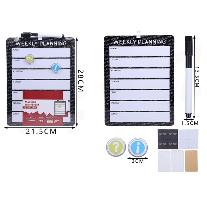 Pizarra Magnética Weekly Planning 21.5x28cm 1