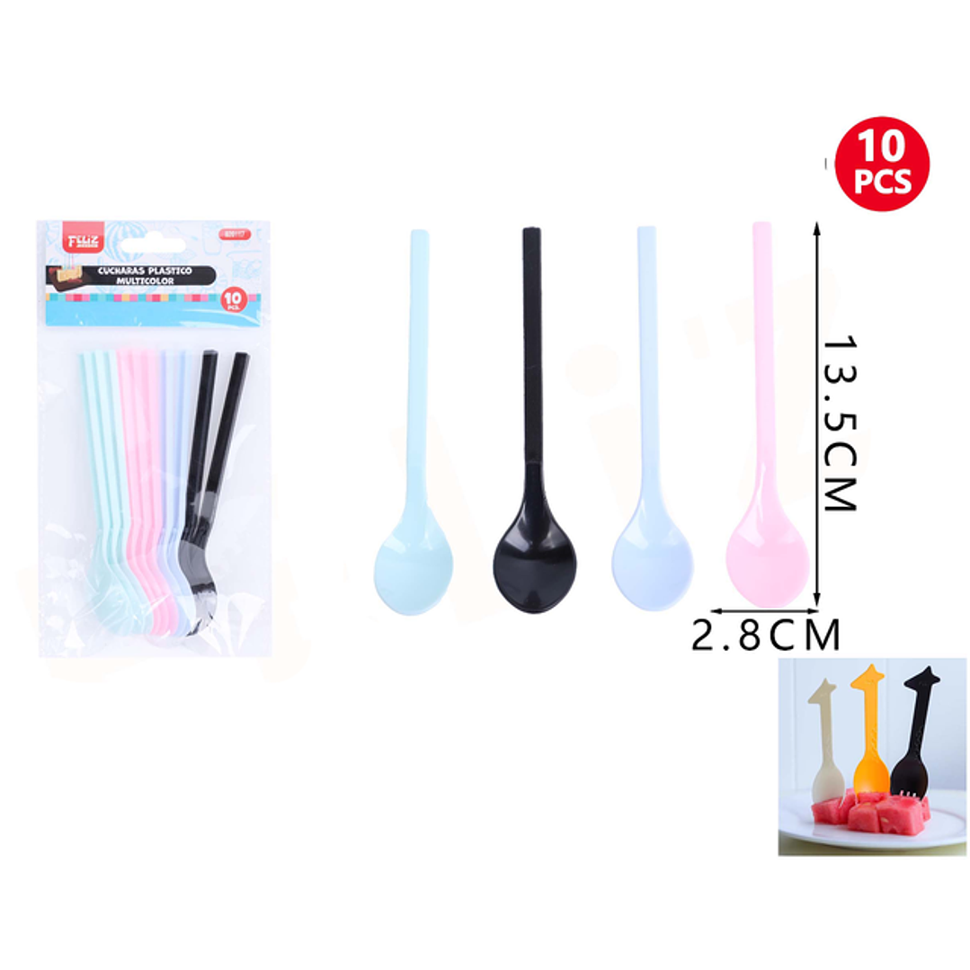 Cuchara Plástico Multicolor 10pcs 1
