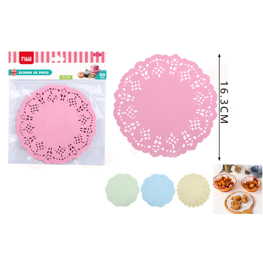 Blondas de Papel Redonda 4Colores 16.3cm 50pcs 1