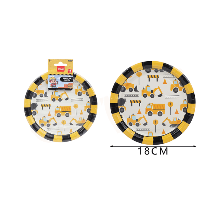 Platos de Cartón Construcción 6pcs 18cm 1