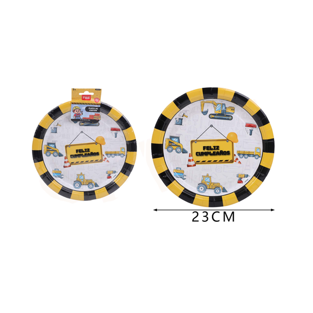 Platos de Cartón Construcción 6pcs 23cm 1