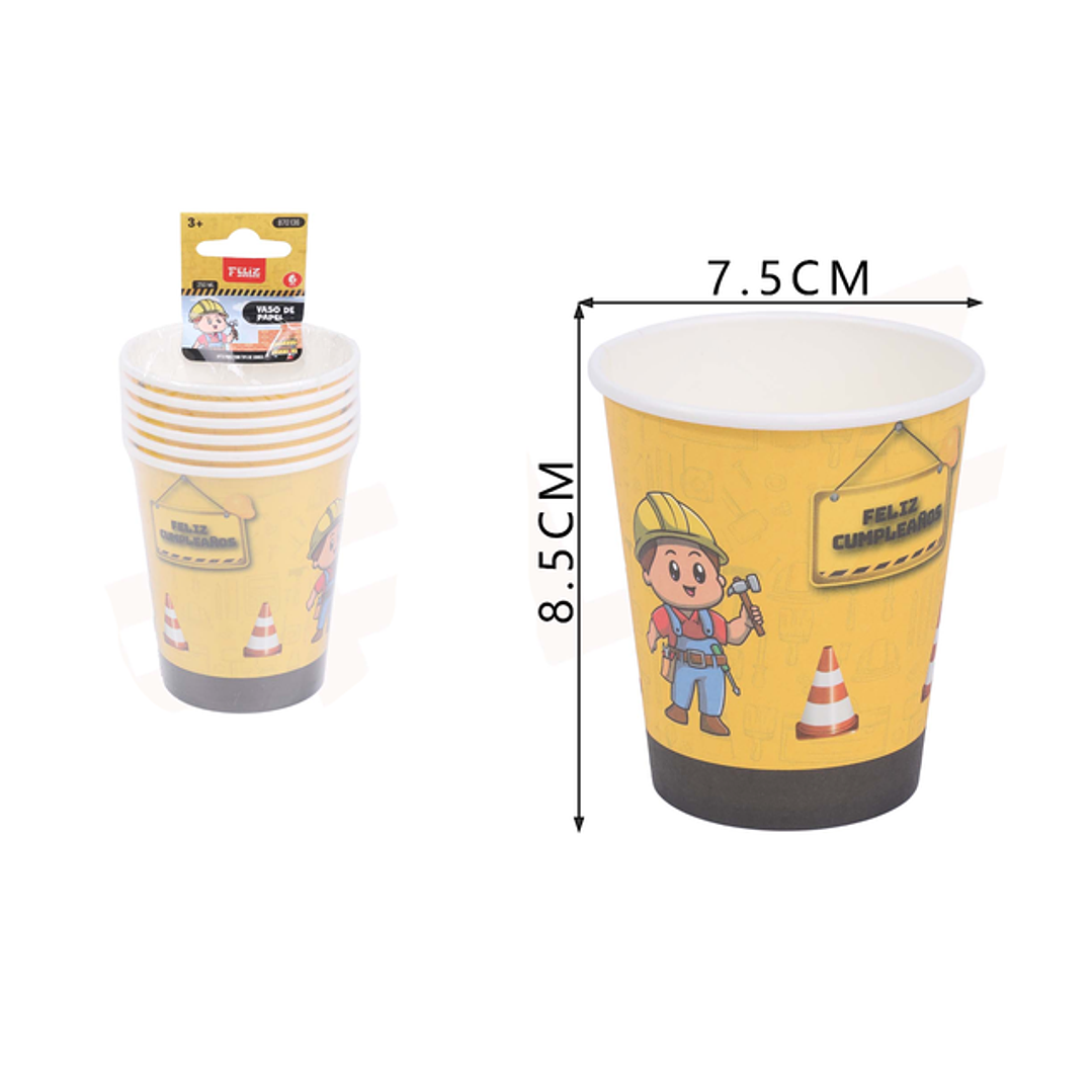 Vasos cartón Construcción 6pcs 250ML 1