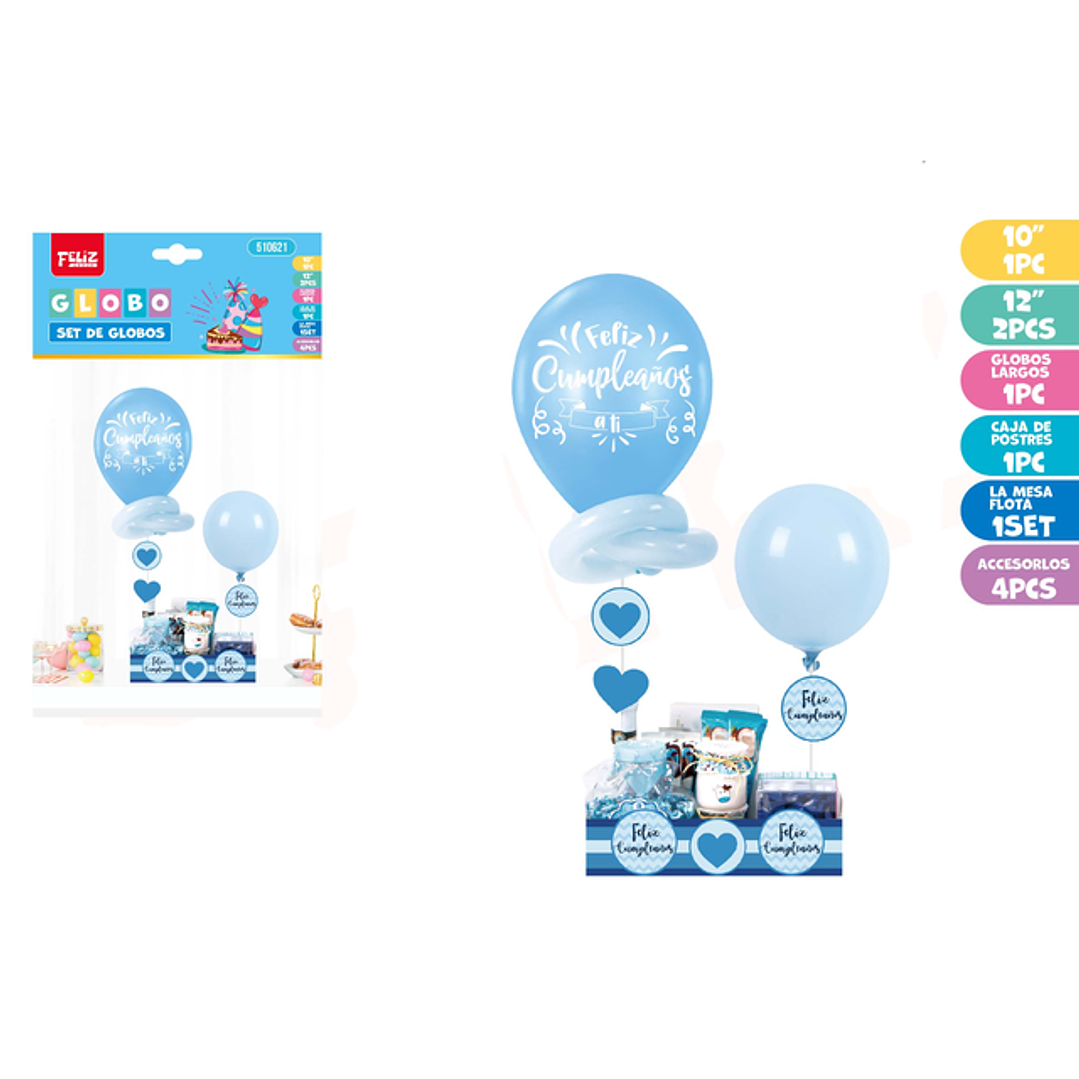 Set De Caja Globos Cumple Azul 1
