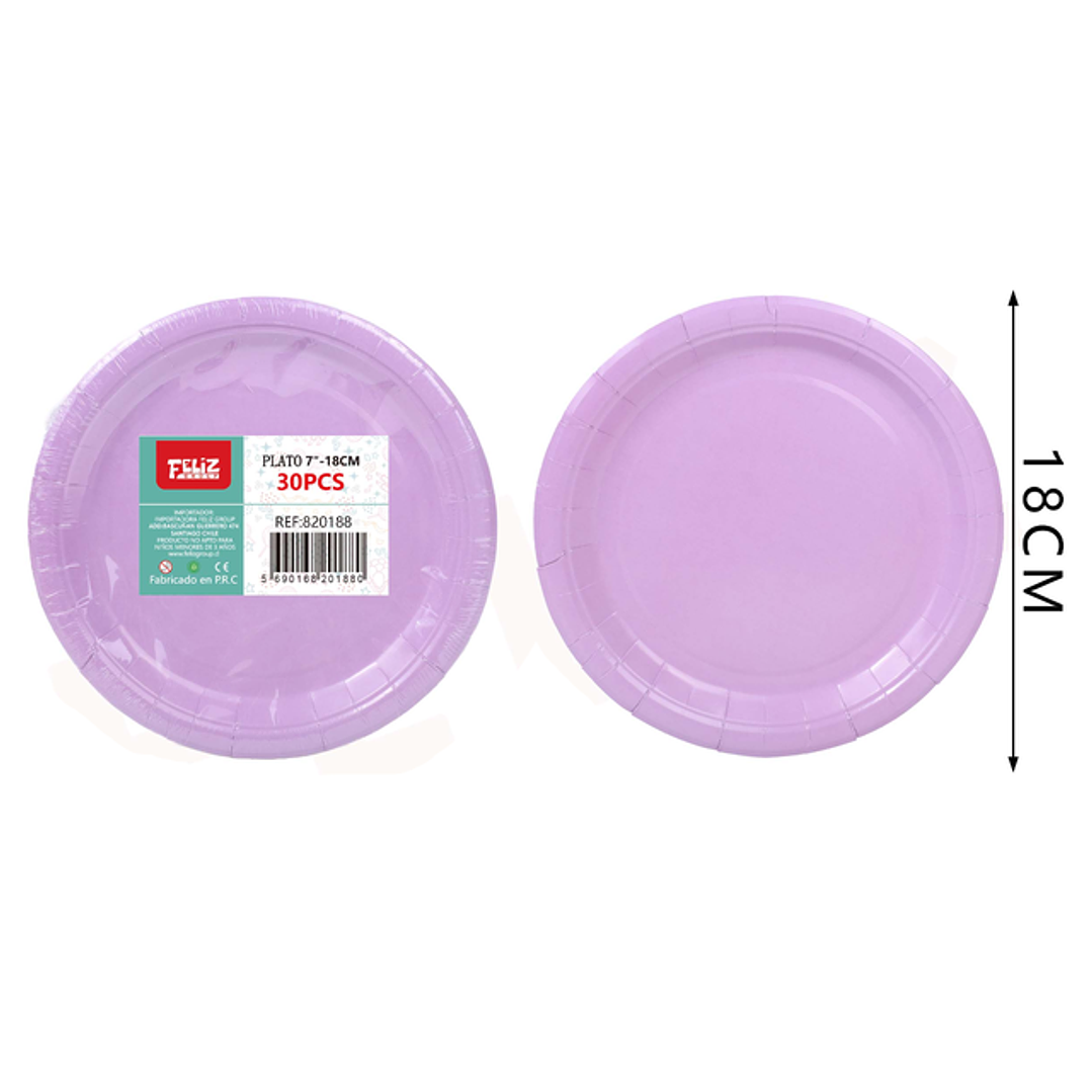 Platos de Cartón Morado 18cm 30pcs 1