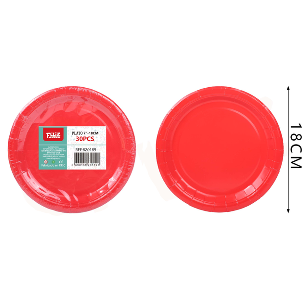Platos de Cartón Rojo 18cm 30pcs 1