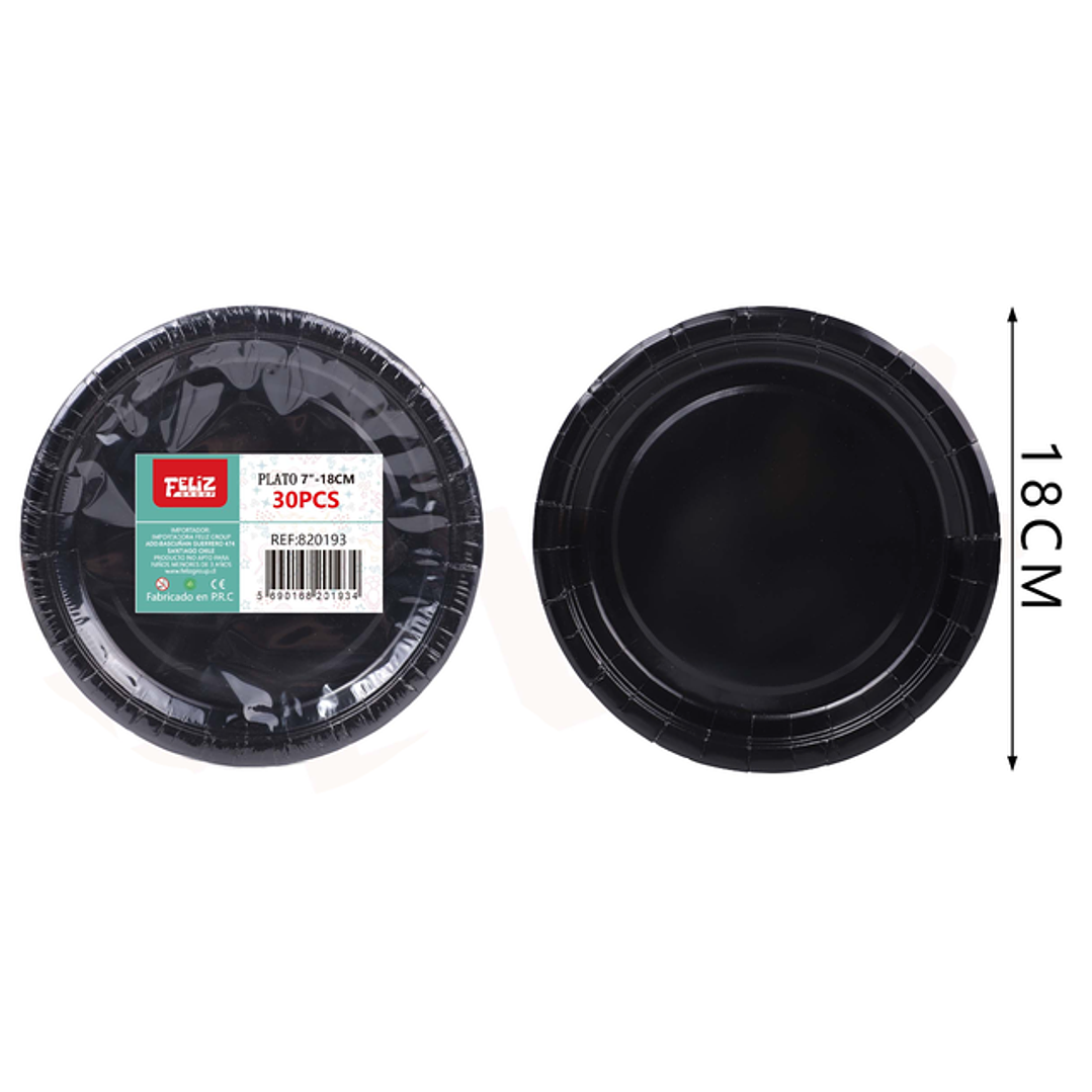 Platos de Cartón Negro 18cm 30pcs 1