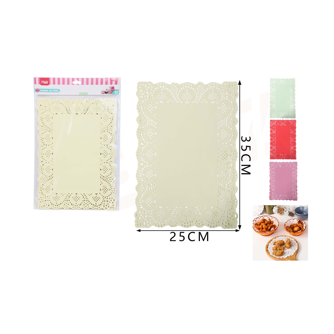 Blondas de Papel Rectangulo 4Colores 25*35cm 50pcs 1