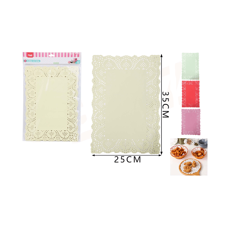 Blondas de Papel Rectangulo 4Colores 25*35cm 50pcs 1