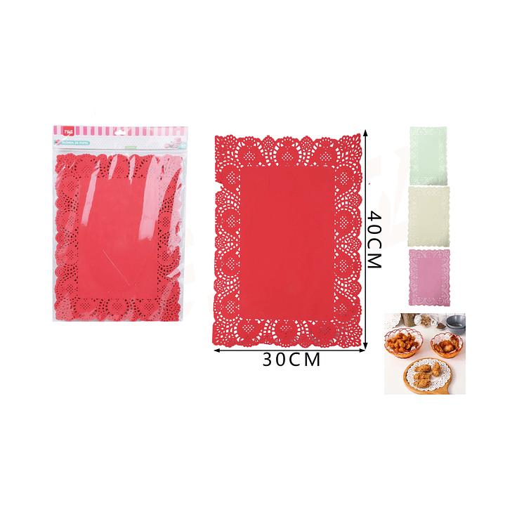 Blondas de Papel Rectangulo 4Colores 30*40cm 50pcs 1