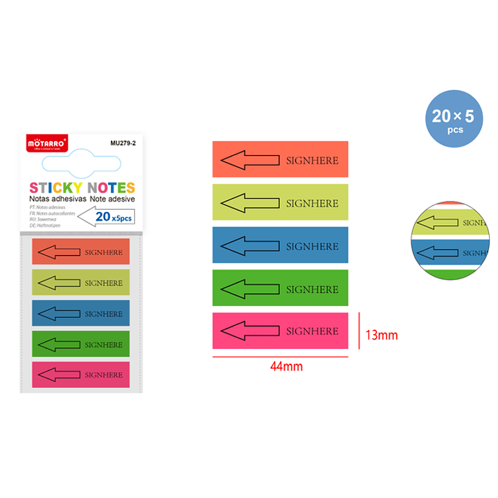 Separadores Adhesivos Pet Flechas 5*20pcs 1