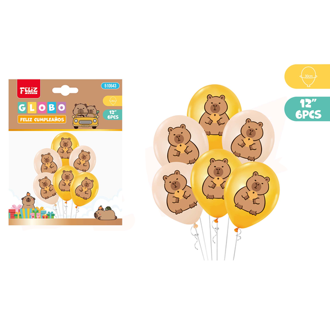 Set de Globos Capibara con Naranja 6pcs 30cm 1