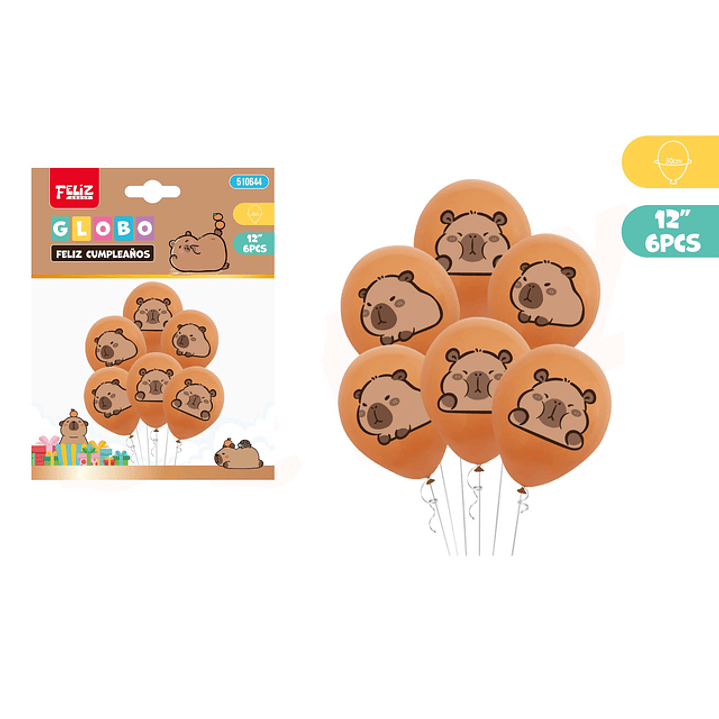 Set de Globos Capibara Cute 6pcs 30cm 1