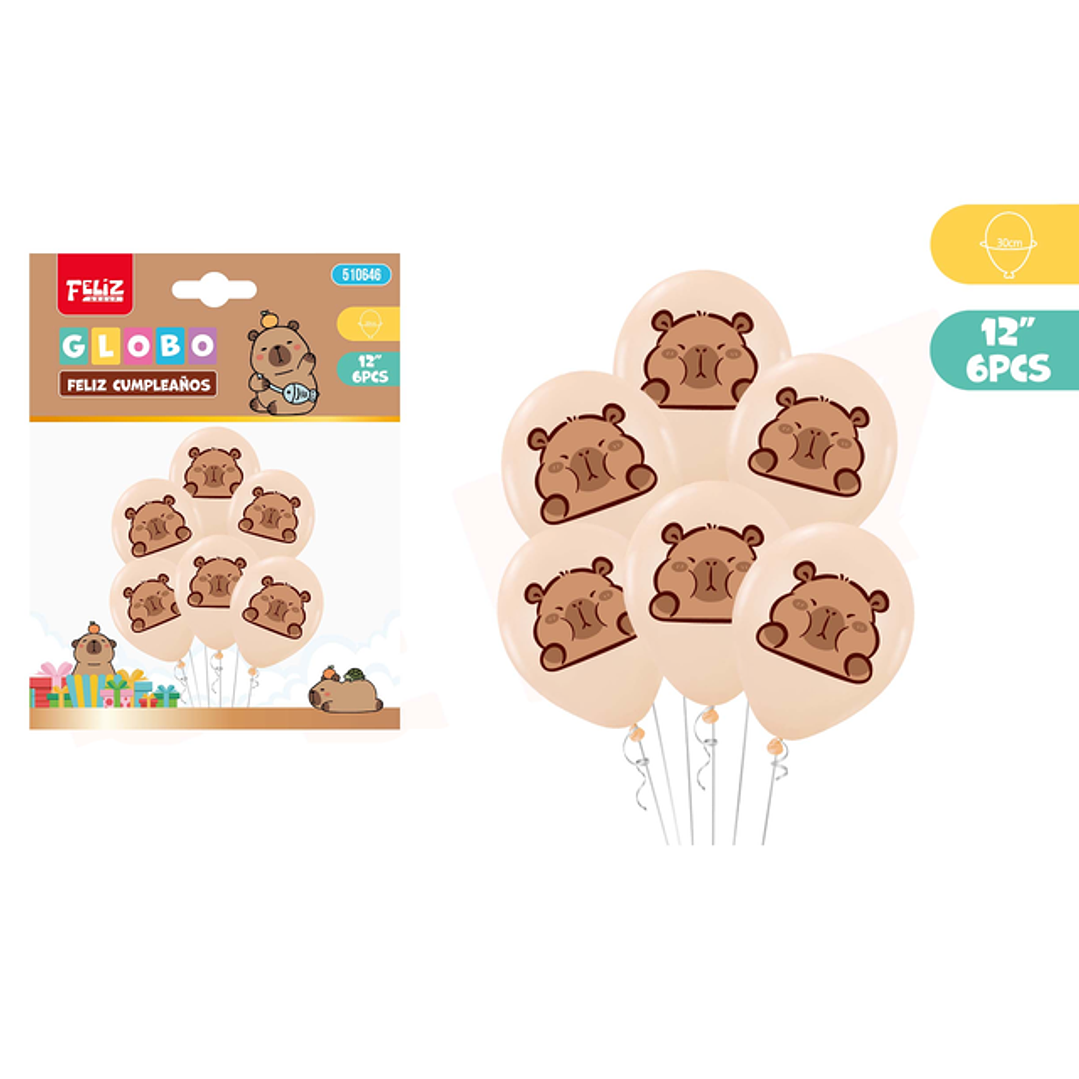 Set de Globos Capibara Látex 6pcs 30cm 1