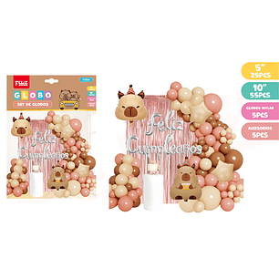 Set de Globos Capibara v2 Feliz Cumpleaños