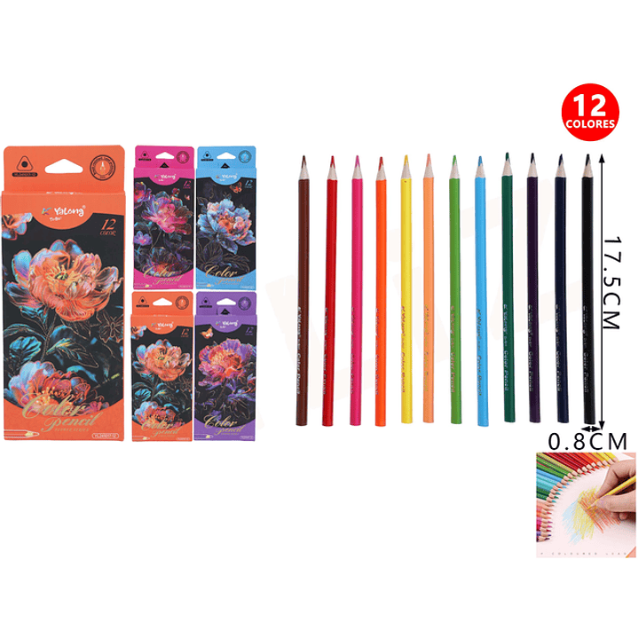Lápices de colores Flores 17.5cm 12pcs 1